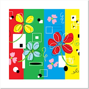 Color Block Blossoms Posters and Art